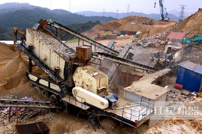 大型破碎、制砂加工現(xiàn)場